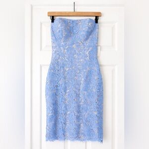 Rene Ruiz Womens Strapless Cocktail Dress, Blue size 0 NWT